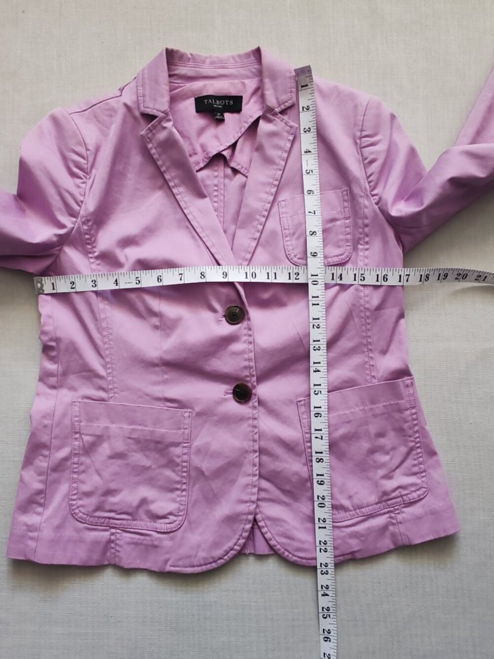 Talbots Petites Lilac Pink Cotton Stretch Blazer Jacket Size 2P 2 Petite - Picture 7 of 12